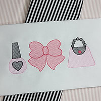 Nail Polish with Bow and Purse  Machine Embroidery Design 